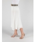 WHITE CRINKLE FABRIC PANELLED SKIRT WITH LININ