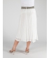 WHITE CRINKLE FABRIC PANELLED SKIRT WITH LININ