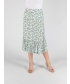 MINT PRINT FRONT BUTTON CRINKLE SKIRT  BOTTOM FRILL