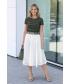 WHITE CRINKLE FABRIC PANELLED SKIRT WITH LININ