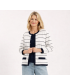STRIPE MOCK CARDIGAN WITH VEST 3/4 SLEEV - WHITE NAVY