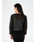 BLACK BORDER PATTERN SHRUG WITH 3/4 SLEEVE