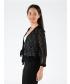 BLACK BORDER PATTERN SHRUG WITH 3/4 SLEEVE
