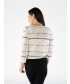 WHITE MULTI STRIPE PATTERN SHRUG WITH 3/4 SLEEVE