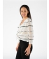WHITE MULTI STRIPE PATTERN SHRUG WITH 3/4 SLEEVE