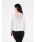 White edge to edge patterned shrug with 3/4 sleeve