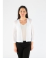 White edge to edge patterned shrug with 3/4 sleeve