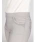 Silver 22 inch Leg Embroidered Pocket Cropped Trouser With Hotfix Hem