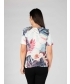 Tropical Leaf Print Frill Top Round Neck 