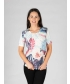 Tropical Leaf Print Frill Top Round Neck 