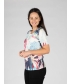 Tropical Leaf Print Frill Top Round Neck 