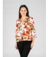 Floral print top V neck with pocket 3/4- TO30055