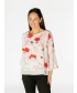 Leaf Print Layered Top Round Neck with 3/4 Sleeve