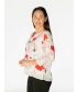 Leaf Print Layered Top Round Neck with 3/4 Sleeve