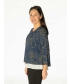 Flower print layered top round neck 3/4