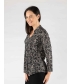 Black Colour Print top with button placket 3/4 sleeve