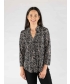 Black Colour Print top with button placket 3/4 sleeve