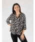 Brushstroke print top with tab and buttoN