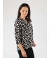 Brushstroke print top with tab and buttoN