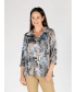 Leaf print top with collar and cuffs 3/4 sleeve