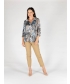 Leaf print top with collar and cuffs 3/4 sleeve