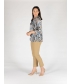 Leaf print top with collar and cuffs 3/4 sleeve