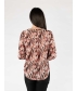 Print top V neck with button placket