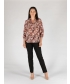 Print top V neck with button placket