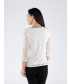 FLOWER PRINT WHITE LACE TOP ROUND NECK WITH 3/4 SLEEVE