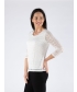 FLOWER PRINT WHITE LACE TOP ROUND NECK WITH 3/4 SLEEVE