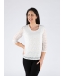 FLOWER PRINT WHITE LACE TOP ROUND NECK WITH 3/4 SLEEVE