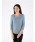 Blue Textured fabric top square neck with 3/4 sleeve