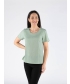 Textured fabric top round neck with short sleeve - LIME