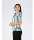 Blue Print With Collar Short Sleeve