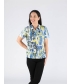 Blue Print With Collar Short Sleeve