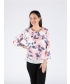 FLOWER PRINT LAYERED TOP ROUND NECK 3/4 SLEEVE