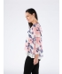 FLOWER PRINT LAYERED TOP ROUND NECK 3/4 SLEEVE