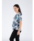 Leaf Print Burnout Top Front Tie 