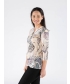 LEAVES PRINT  BUTTON PLACKET TOP WITH ROUND NECK