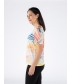 ABSTRACT PRINT TOP WITH SPLIT V-NECK SHORT SLEEVE