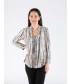 BEIGE MULTI STRIP PRINT TOP WITH BUTTON PLACKET