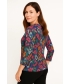 ABSTRACT PRINT BURNOUT TOP 3/4 SLEEVE