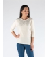 IVORY HOTFIX DETAIL TOP WITH 3/4 SLEEVE