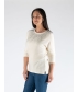 IVORY HOTFIX DETAIL TOP WITH 3/4 SLEEVE