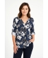 FLORAL PRINT SOFTSTRETCH TOP WITH 3/4 SLEEVE
