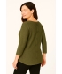 BACK BUTTON ROUND NECK TOP 3/4 SLEEVE