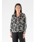 FLOWER PRINT V NECK LONG SLEEVE WITH COLLOR