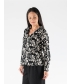 FLOWER PRINT V NECK LONG SLEEVE WITH COLLOR