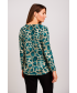 TEAL ANIMAL PRINT TOP ROUND NECK 3/4 SLEEVE