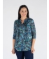 SWIRL LEAF PRINT BURNOUT TOP BUTTON PLEA